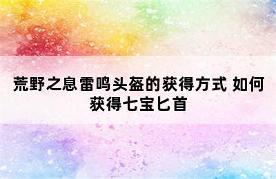 荒野之息雷鸣头盔的获得方式 如何获得七宝匕首